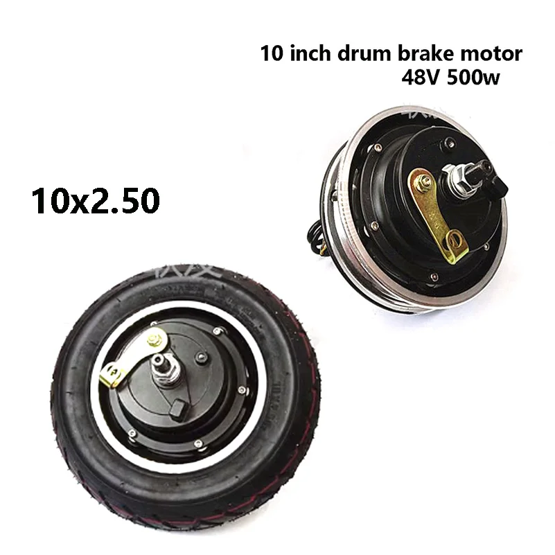 10 Inch Mobility Scooter Drum Brake Motor 36V48V500W Kick Scooter Brushless Drum Brake Rear Wheel Motor