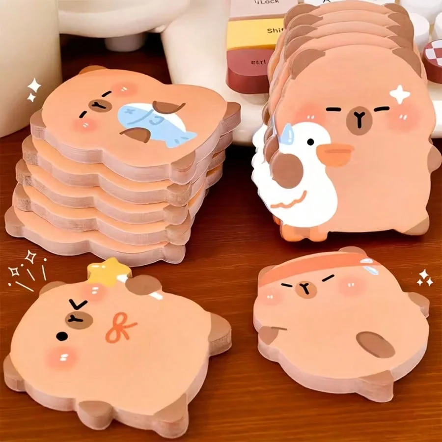 60 Capybara-shaped notes, self-adhesive and easy to tear