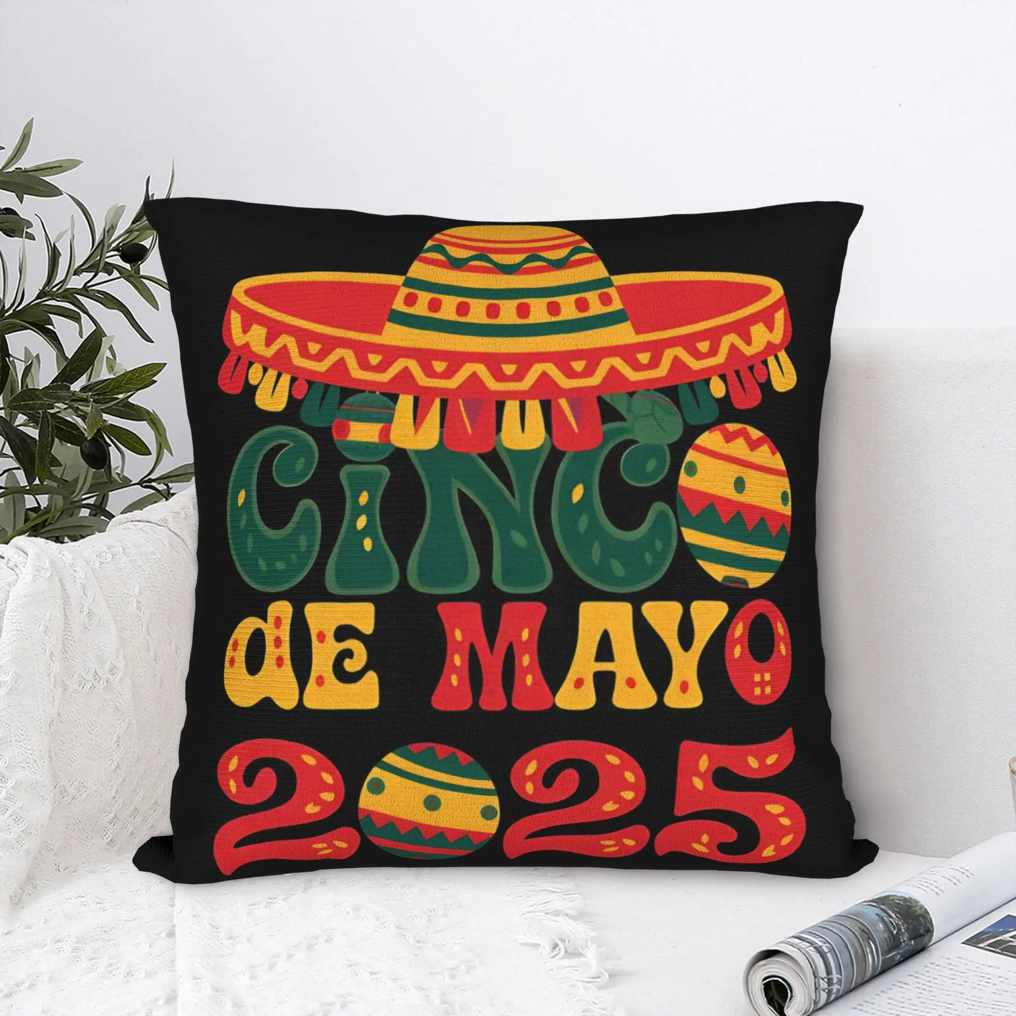 Let's FIESTA Party Printed Pillow Case Mexican Amigo Cinco De Mayo Sombrero Morden Pillow Cover Soft Pillowcases