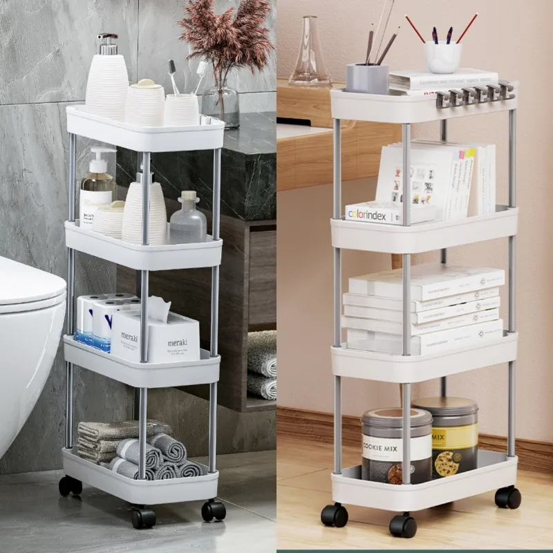 

Movable Kitchen Storage Rack Floor Standing Multi Layer Trolley Cart Living Room Snack Shelf Bedroom Organizer Rolling Holder