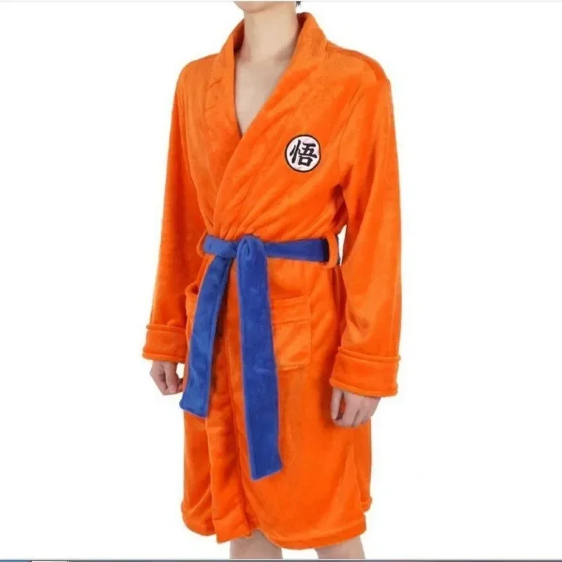 Bandai Dragon Ball Sun Wukong Cospiay Cartoon Flanellen Badjas Lente En Herfst Warme Pyjama Mannen En Vrouwen Paar Huiskleding