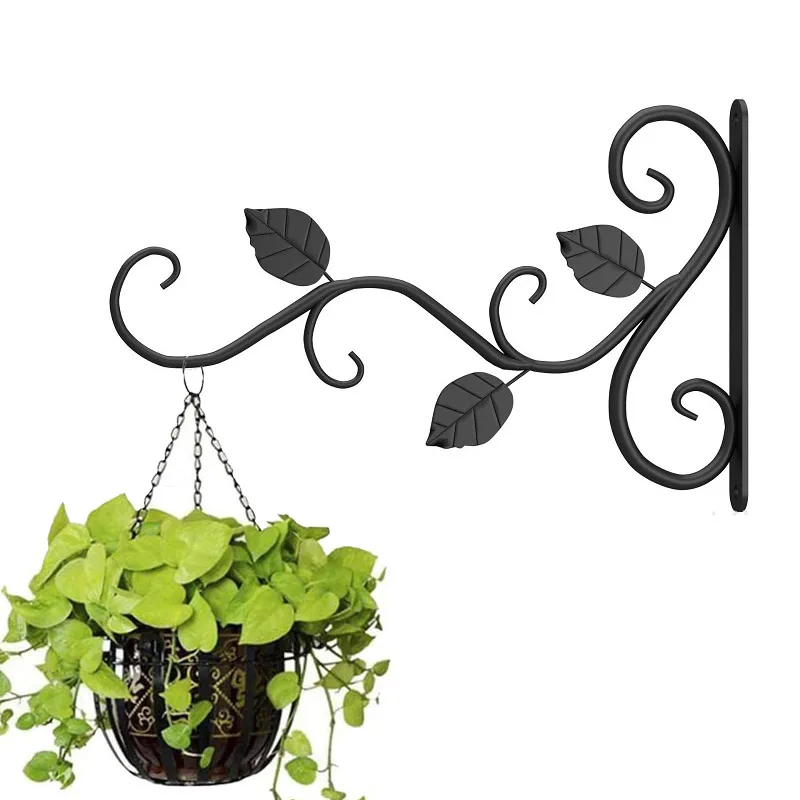 Metal Hanging Flower Brackets Wall-Mounted Hook Iron Hanging Bracket Flower Basket European Modern Indoor Outdoor Decoration