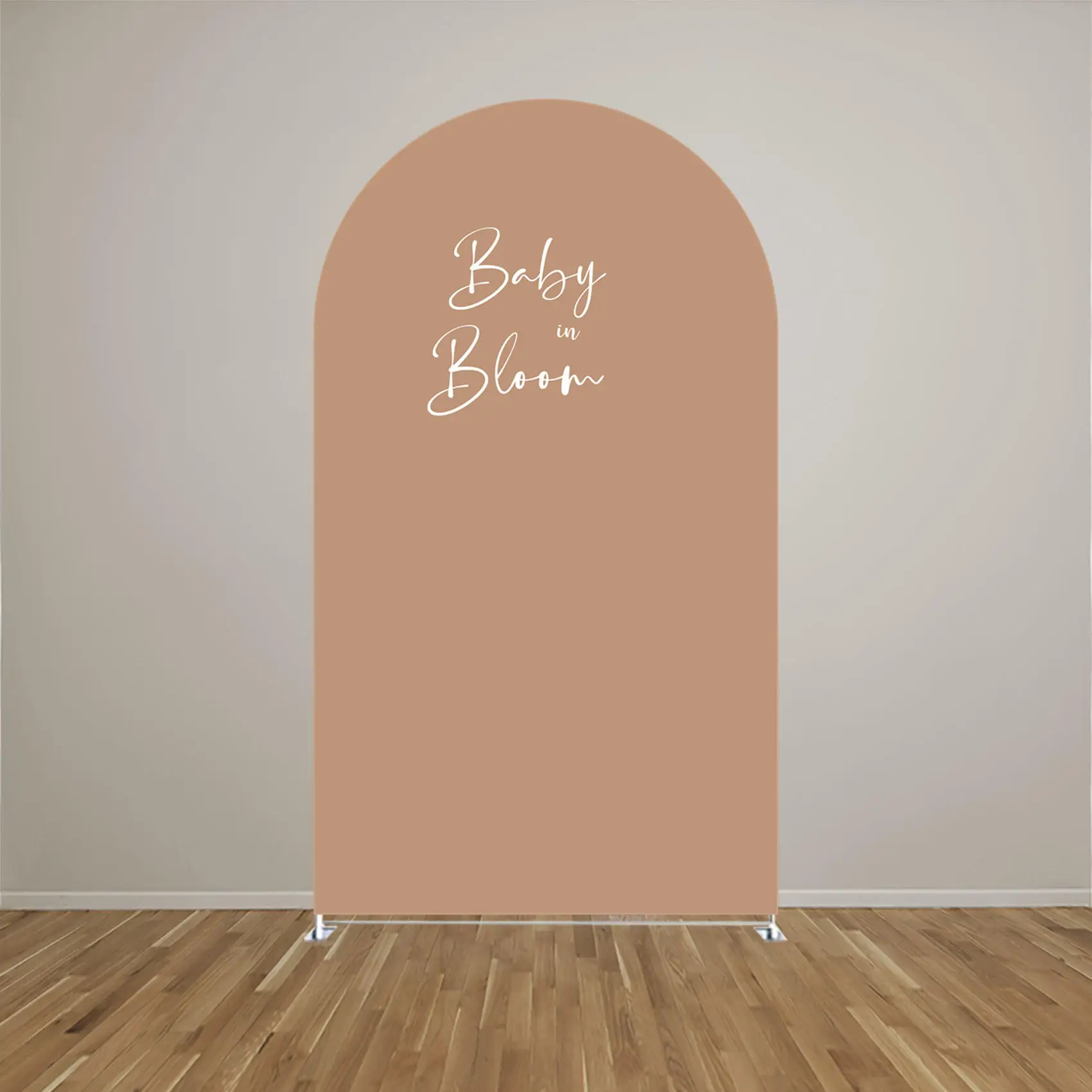 Elastic Arch Backdrop Cover 'Oh Boy' - Brown Fabric Decoration for Baby Shower, Gender Reveal, and Birthday Party GX-3033