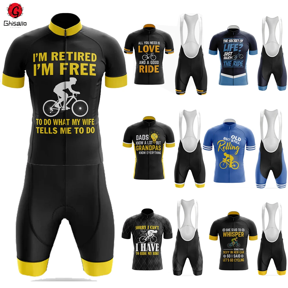

I'm Free Men's Cycling Kit Cycling Jersey Set for Men, Retro Bicycle Suit, Bike Sleeve, Bib Shorts, Por Team Clothes, Summer