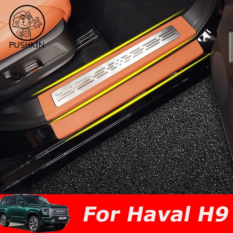 

For Haval H9 2024 2025 Car Door Sill Anti Scratch Cover Exterior Details Decoration Interior Anti-Kick Accessories