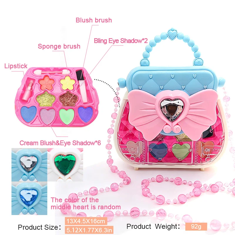 مجموعة ألعاب تلبيس الأطفال: مجموعة مكياج، حقيبة يد بعقدة على شكل فيونكة، حقيبة كروس مجوهرات |   هدية مثالية للحفلات، عيد الميلاد، عيد الميلاد