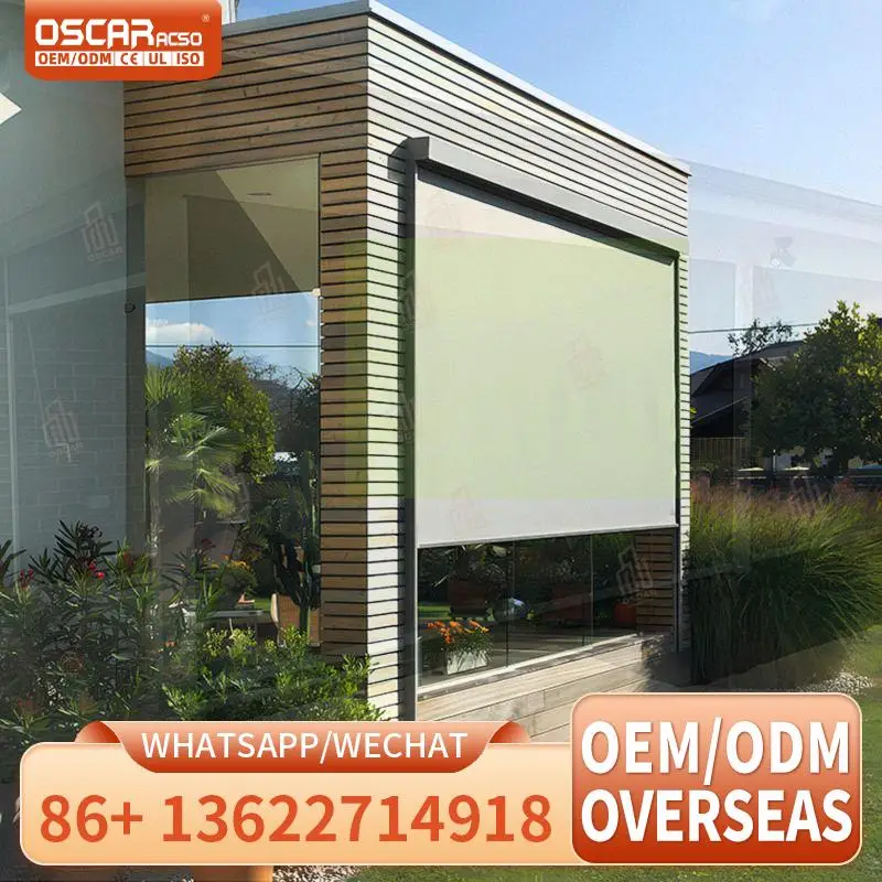 Patio Windproof Waterproof Zip Screen Outdoor Roller Blinds for Balcony Sun Shading Factory Prices Rolling Blind