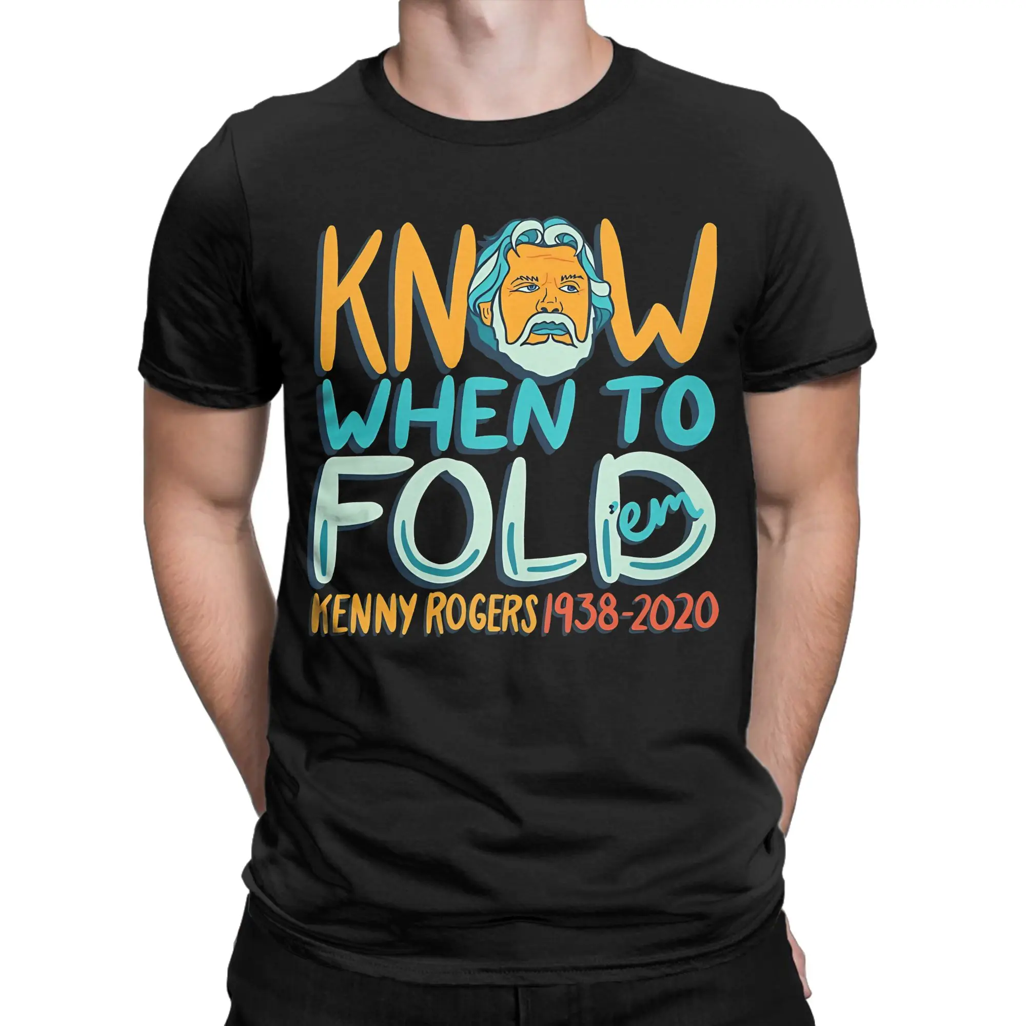 Pop Art Western Classic Kenny Rogers Novelty 100% Cotton T-Shirt Tops Tees For Men