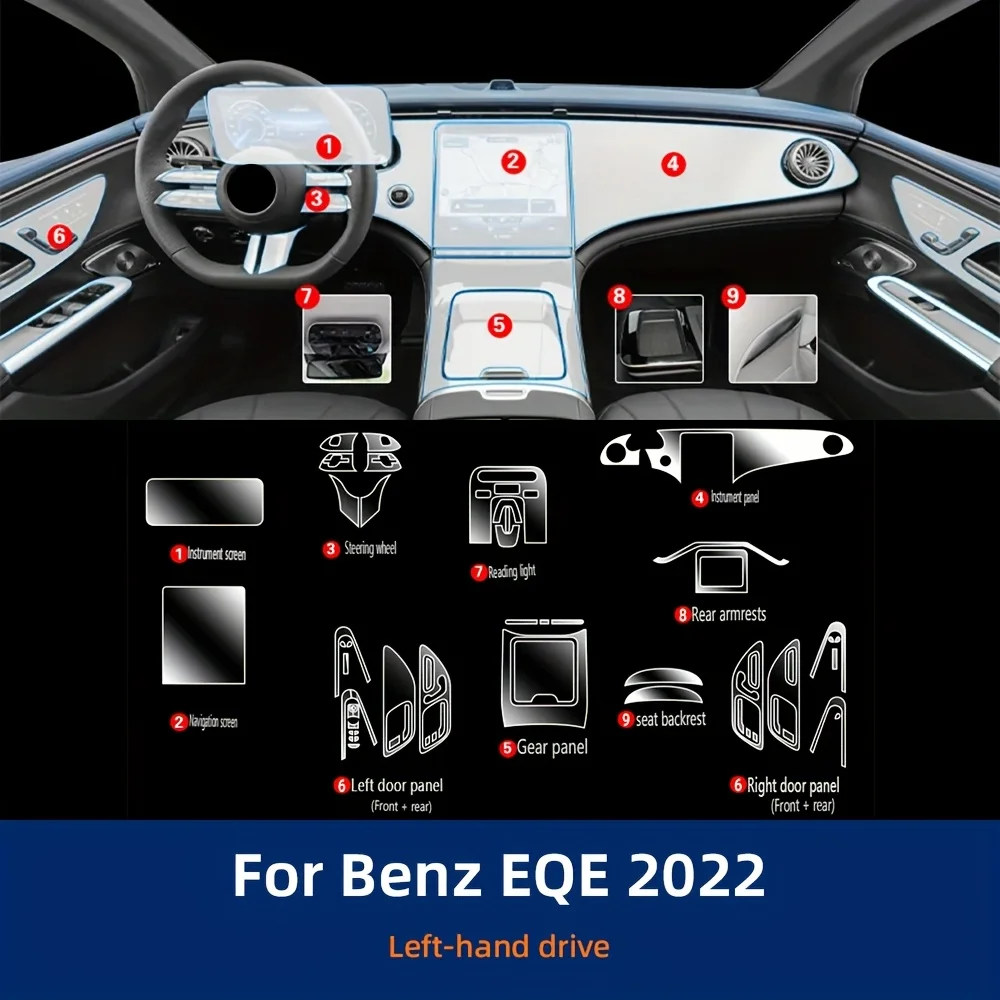 센터 콘솔 기어 패널 내비게이션 화면 TPU 스크래치 방지 보호 필름, 메르세데스 벤츠 EQE 2022-2023 용 자동차 액세서리 