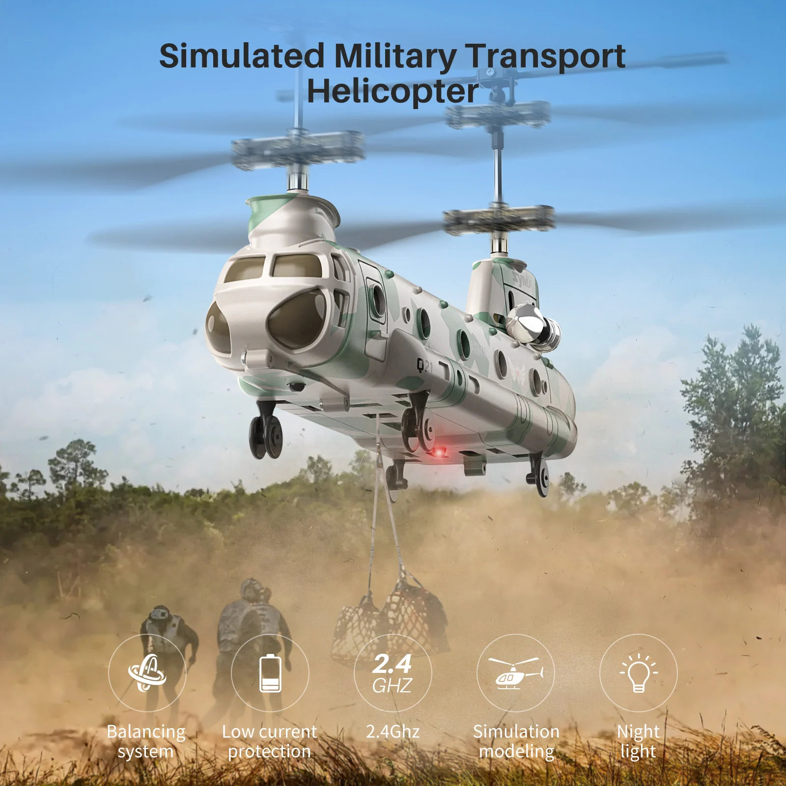 SYMA Q21 Transport RC Aircraft with Altitude Hold, One Key Take Off Landing, 2.4G Remote Control, LED Light, Indoor Outdoor Toy
