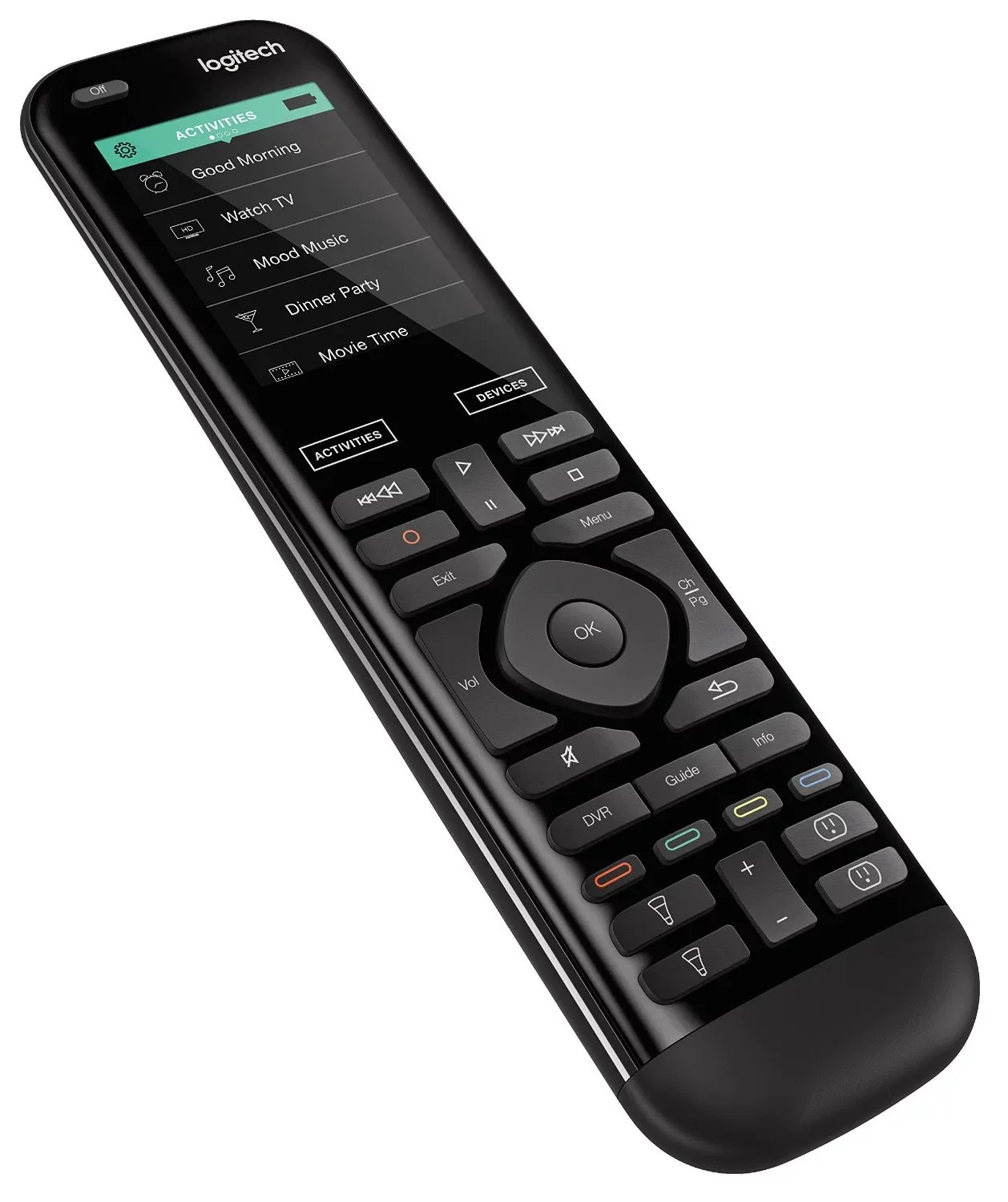 Logitech Harmony Elite Touch screen wireless smart home remote.