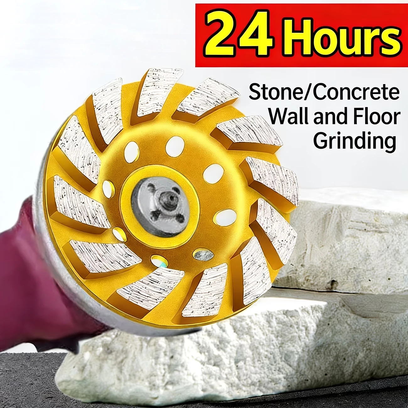 

4-Inch Heavy Duty Diamond Grinding Cup Wheel - 12-Segment Turbo Disc for Concrete, Stone & Ceramic. No Assembly Required