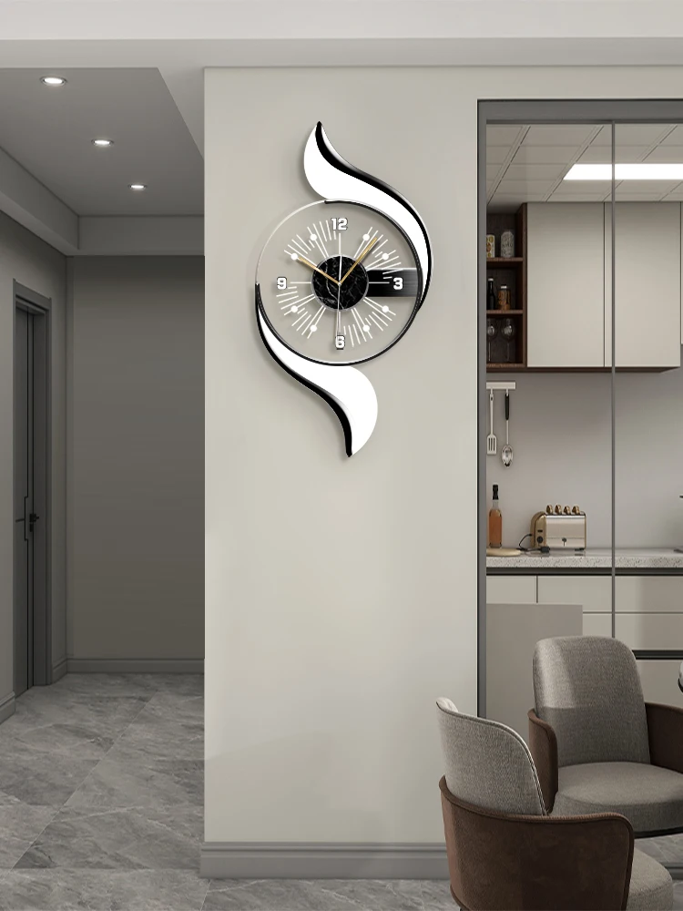 Modern light luxury living room clock decoration painting TV background wall simple black and white decoration