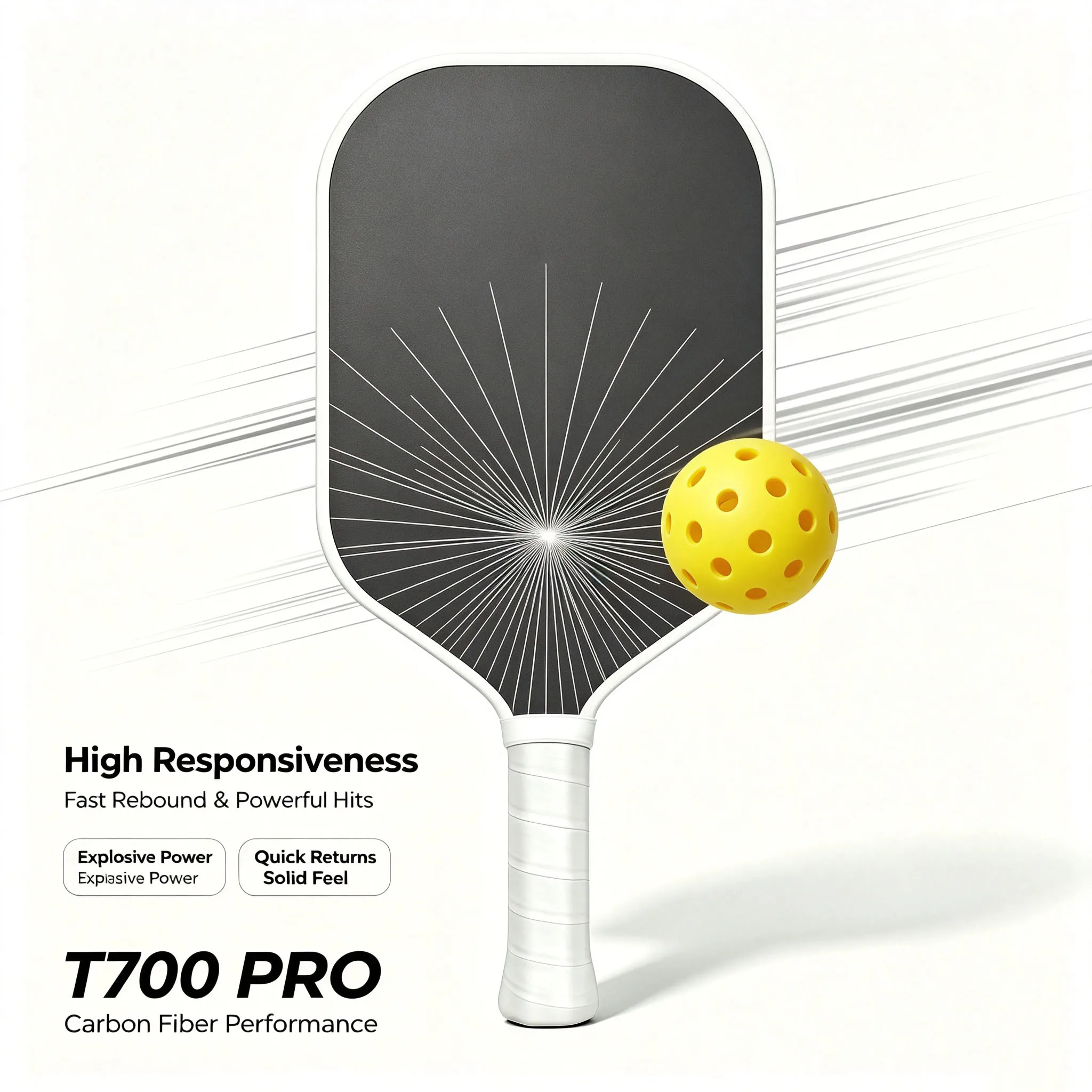 T700 Hot‑Pressed 4th‑Gen High‑Precision Carbon Fiber Professional Pickleball Paddles High‑Performance Elastic Two‑Player Games