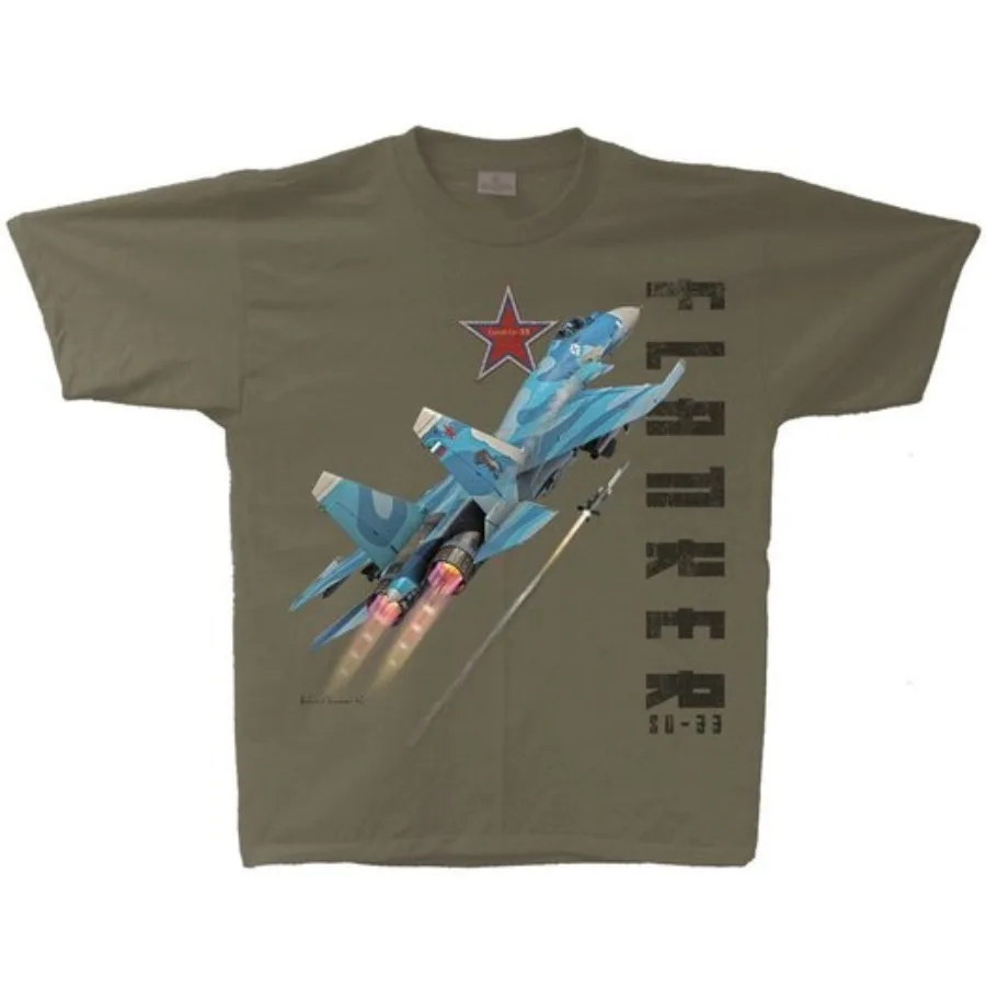 SU-33 Flanker Russia Air Force Jet Fighter Men T-Shirt Short Sleeve Casual Cotton O-Neck Shirts