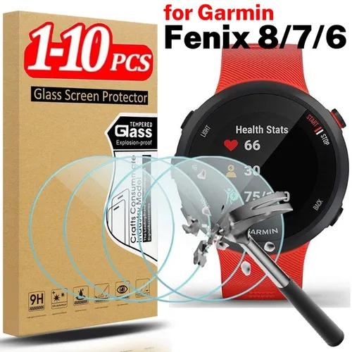1-10 Uds vidrio templado para Garmin Fenix 8 7S 7X 7Pro 6S 6Pro película antiarañazos de zafiro Protector de pantalla HD para Garmin Fenix 6 7