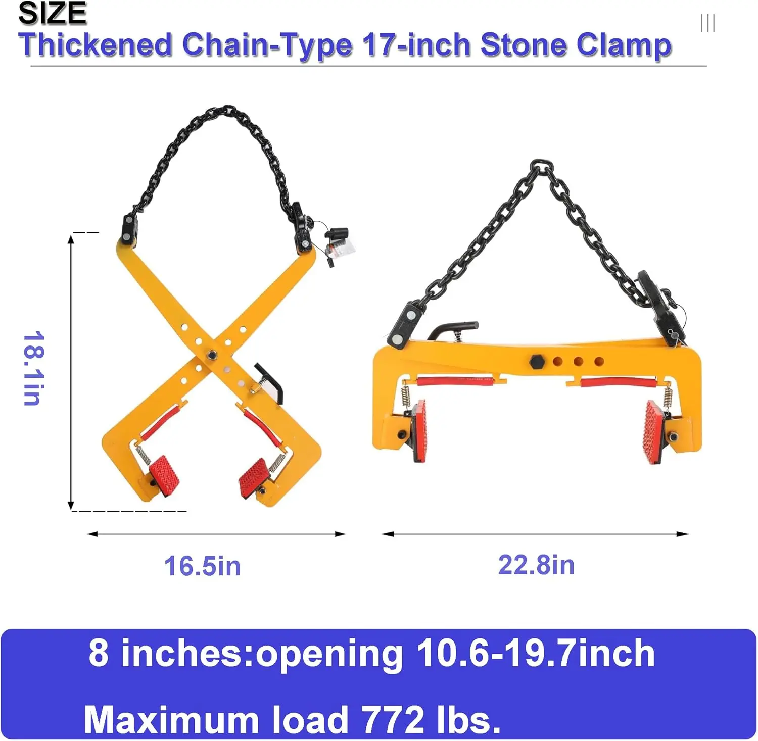 Lifting Clamps 772lbs, Heavy Duty Stone Lifting Clamps Jaw Opening Up to 19.68 inch, Adjustable Lifting Pliers Vertical Steel Pl