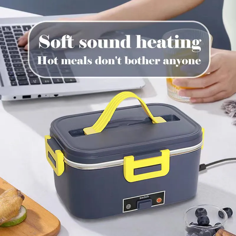 Lancheira isolada lite, portátil, aquecimento doméstico, lancheira elétrica com forro de aço inoxidável e bolsa de isolamento, plugue ue