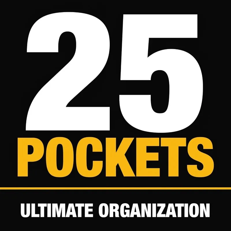 DEWALT DWST540602 Professional Tool Rig With Suspenders 25 Pockets Heavy Duty Construction Power Tool Accessories