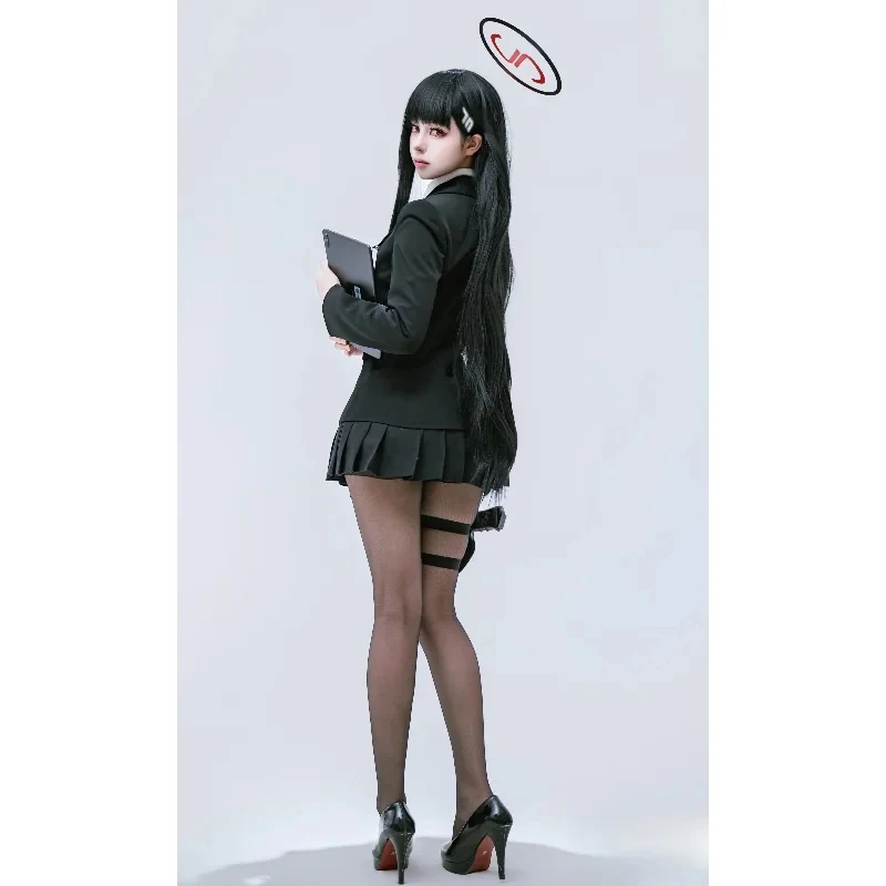 Euro 7 Cos Blue Archive Tsukatsuki Rio Cosplay Costume President Black Sexy Coat JK Sailor Uniform Dress ID Badge W 【【【2 - view 5