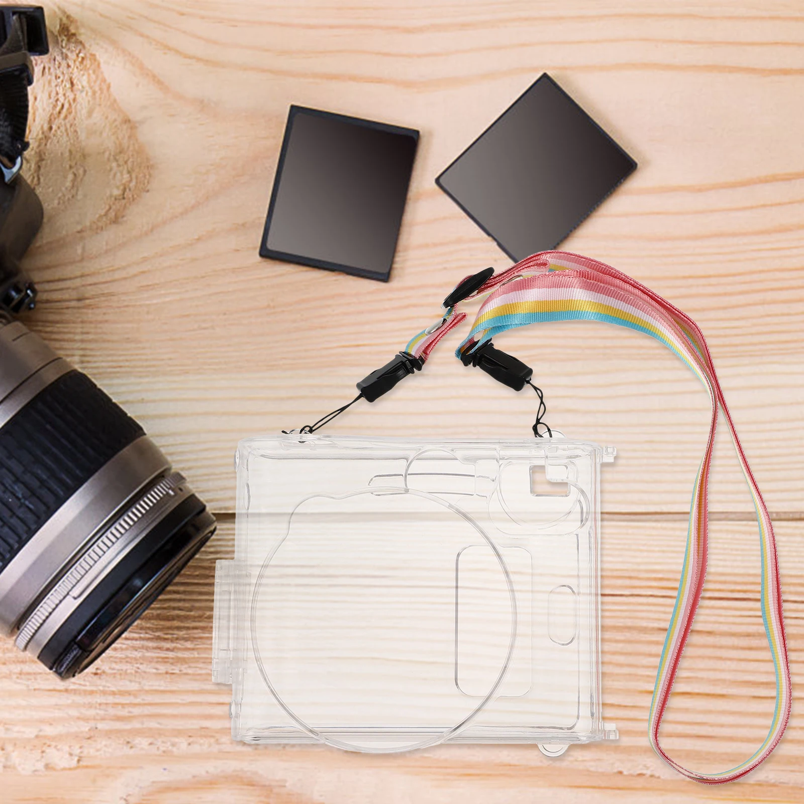 

Acrylic Camera Cover Full Protection Case Simple Transparent Dustproof Scratch Resistant Instant Photography Accessory Lanyard