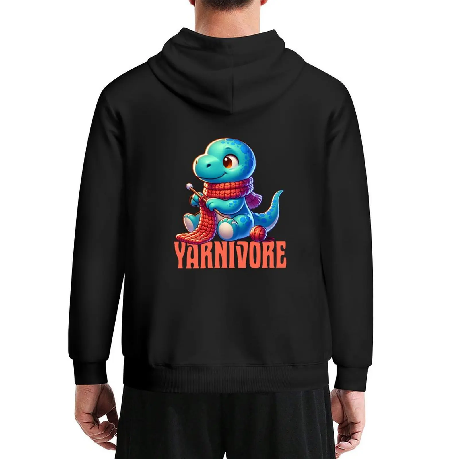 

Yarnivore - silly knitting dinosaur Hoodie autumn graphic t shirts men men clothing korean clothes designer hoodies