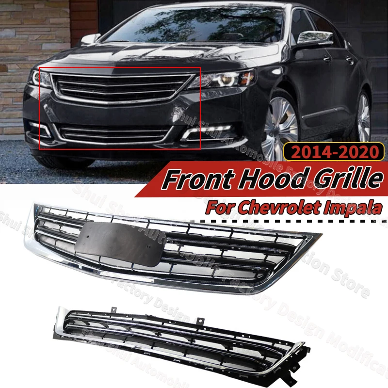 

Решетка переднего бампера для Chevrolet Impala 2014 2015 2016 2017 2018 2019 2020 гоночная решетка воздухозаборника черный/серебристый автомобильные комплекты