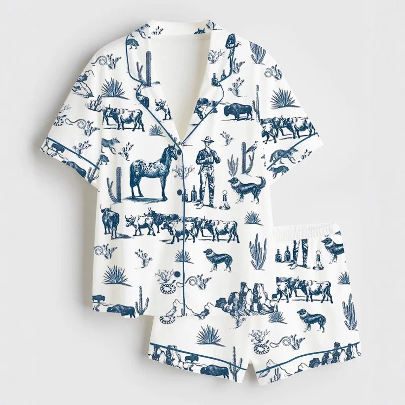 

Пижамный комплект с 3D принтом и цветочным принтом, летний хлопковый женский пижамный комплект, одинаковая одежда для сна «Мама и я», повседневная домашняя одежда, женский пижамный комплект