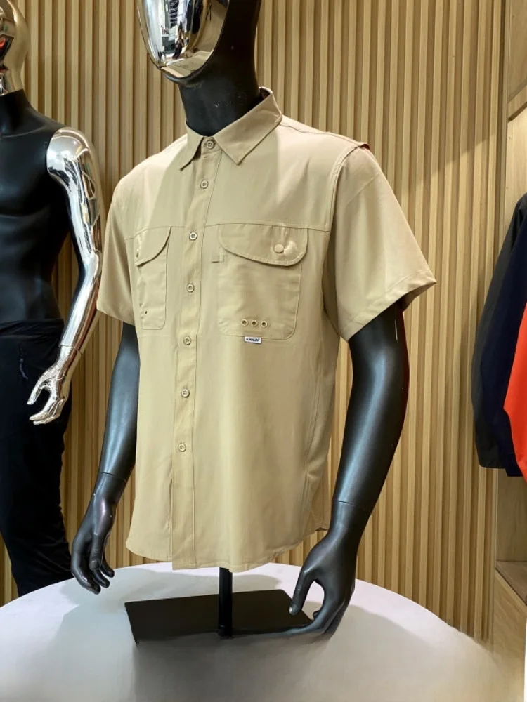 Camisa ligera de manga corta para hombre, transpirable, de secado rápido, informal, para exteriores, con cuello abatible, rop...