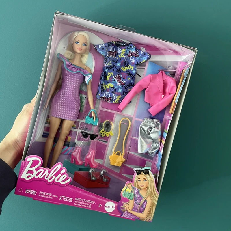 Original Mattel Odile Face Barbie Braid Doll Fashion Dressing And Matching Barbie Charm Gift Box Model Collection Toy Girl view 6