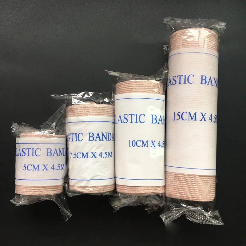 5Rolls Brown Color Medical High Elastic Bandage With Clip Training Boxing Sports Basketball Emergency Bandage For Ankle Knee Arm