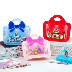 25pc Cute Red/Pink/Blue Bow Gift Plastic Bags Display Window Candy Zip Lock Packing Pouch For Wedding Girls Birthday Party Favor