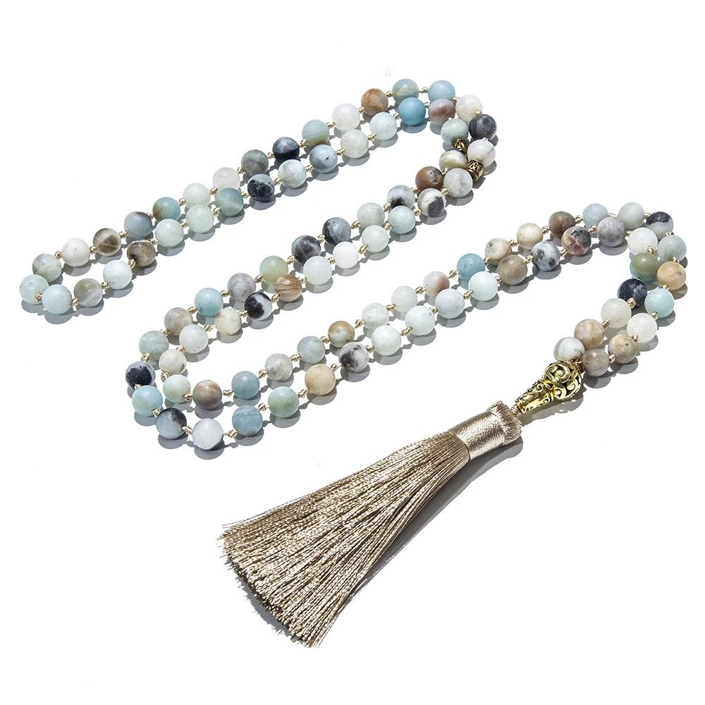 8mm Mattle Amazonite Tasbih Prayer Beads Misbaha Tasbeeh Sibha 99 Beads Necklace for Men and Women