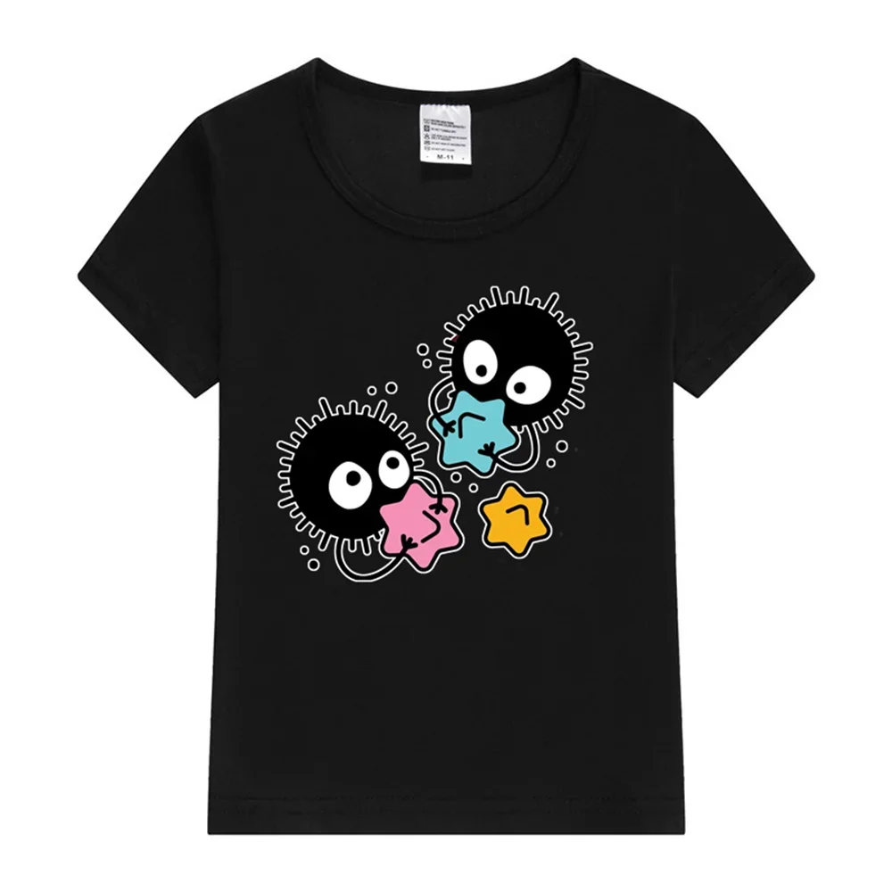 Soot Studio Ghibli Kids T-Shirt Kawaii T-Shirt Kids Summer Short Sleeve Tees Cartoon Animal Boys and Girls Kawaii Tops Tshirt