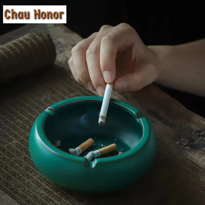 

Japanese Turquoise Coarse Ashtray Retro Anti-odor and Anti-smoke Ashtray Cigarette Ash Tray Weed Smoking Tableware Decoration