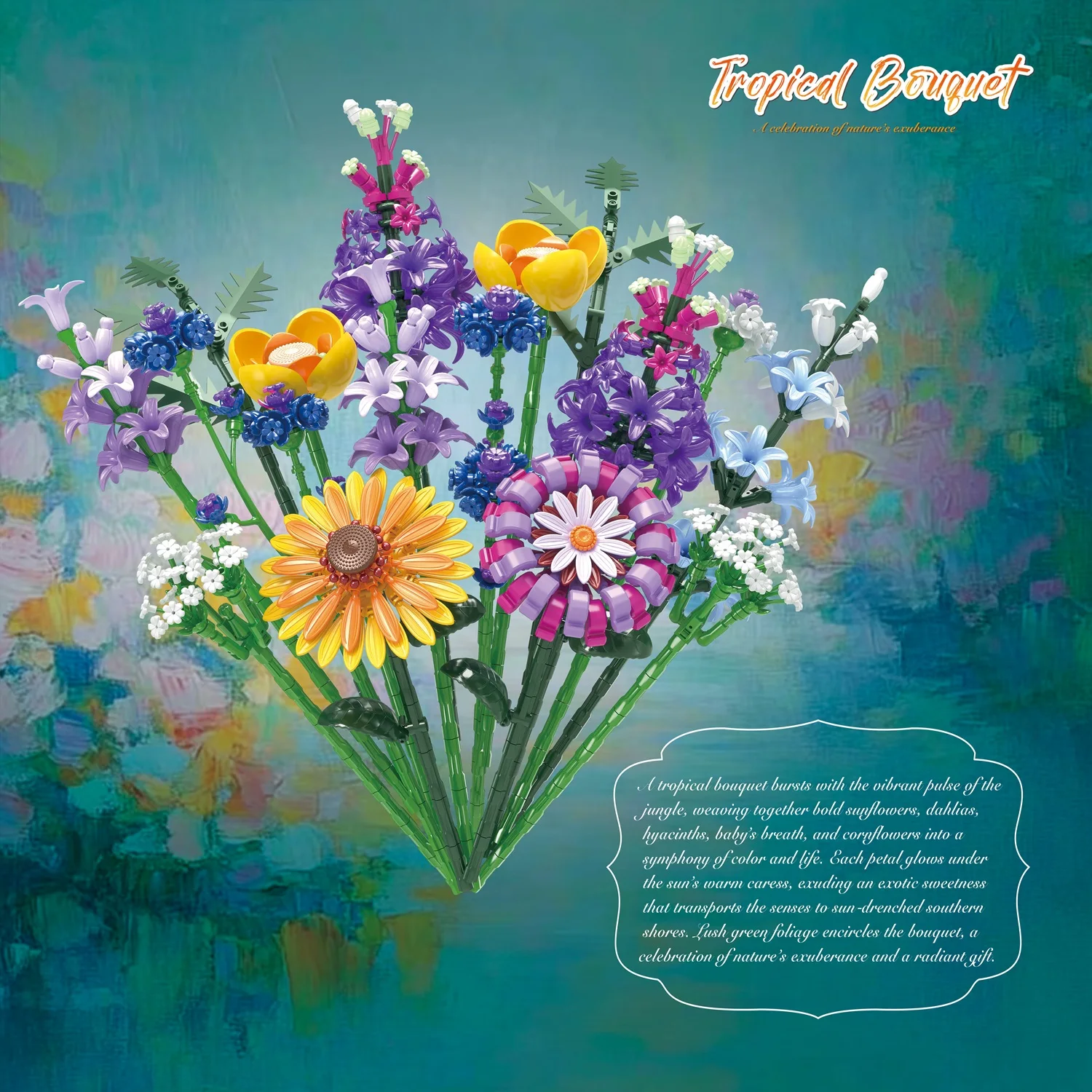 

MOC Bouquet Building Blocks Kit Preserved Flower Creative Home Decor Ornament DIY Toys for Girls Valentine's Mother's Day Gifts