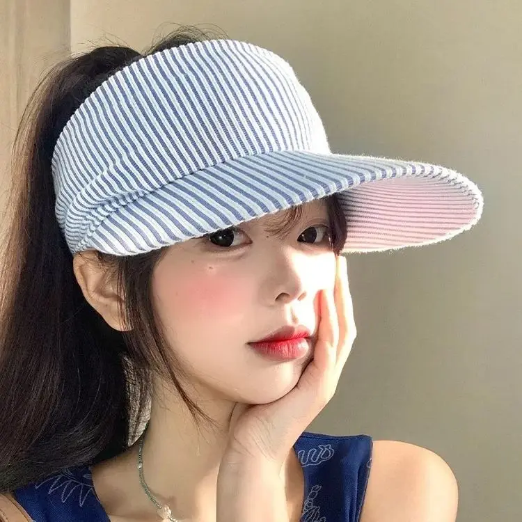 Two-way Reversible Fisherman's Hat Women Printed Casual Flat-Top Bucket Hat Plain Versatile Student Sun Protection Hat Soft