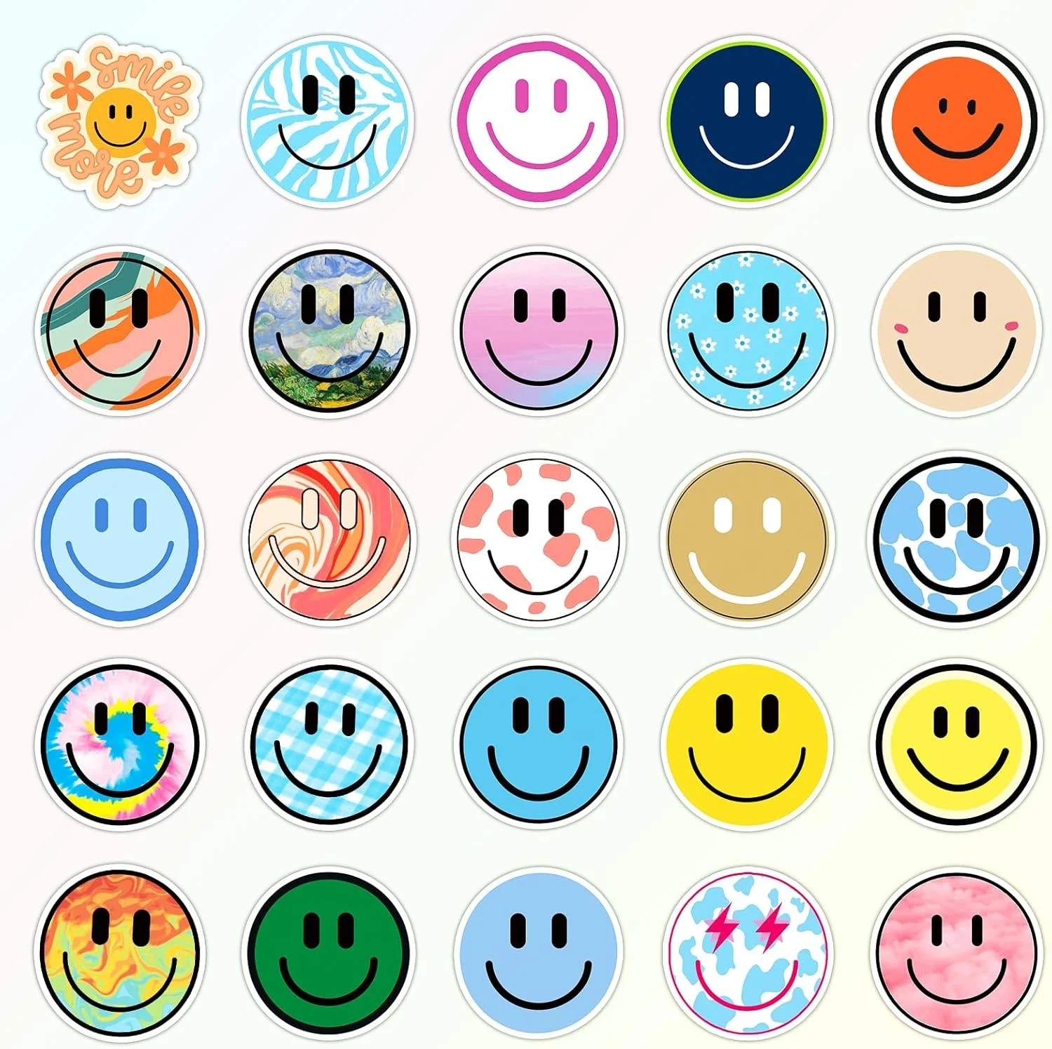 

50 шт. наклеек с улыбающимися лицами, милые наклейки для бутылок с водой для детей, для поощрения в обучении, для блокнотов, канцелярских товаров, багажа, мультяшные наклейки из ПВХ