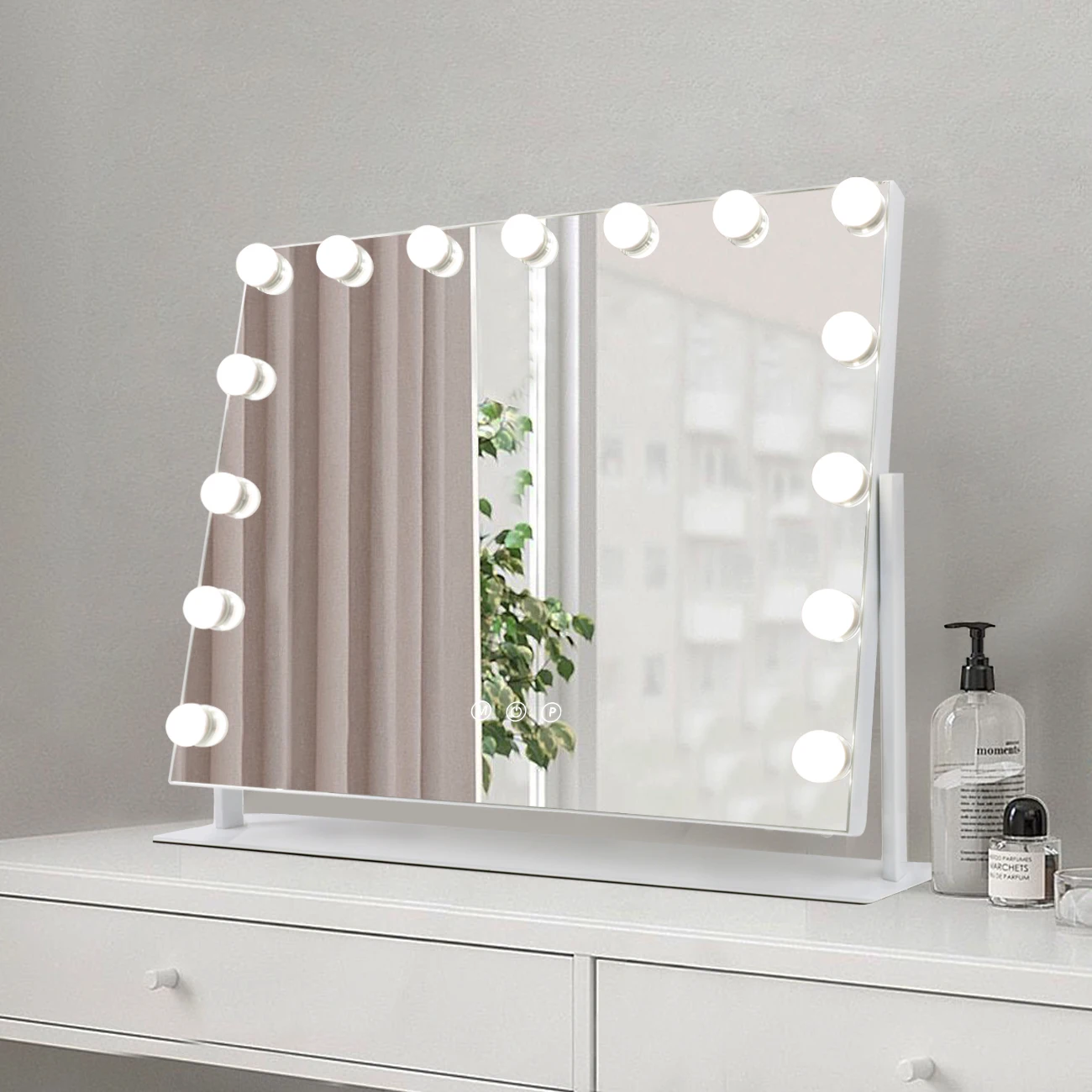 

360° Rotation Hollywood Makeup Mirror with Lights Touch Screen Cosmetic Mirror for Dressing Room Bedroom Tabletop