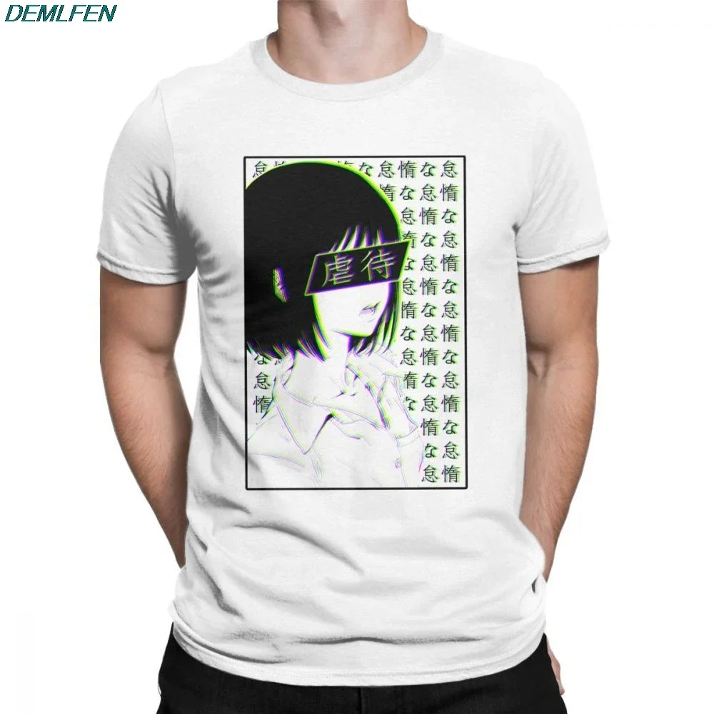 Man T Shirt Lazy Sad Japanese Aesthetic Awesome Short Sleeve Japanese loli Comic Anime Manga Tees  Clothes Cotton Print T-Shirts