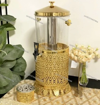 Elegant Luxury 8L Juice Dispenser Durable Clear Glass Gold Storage Pot Catering Restaurant Wedding Party Beverage Organizer