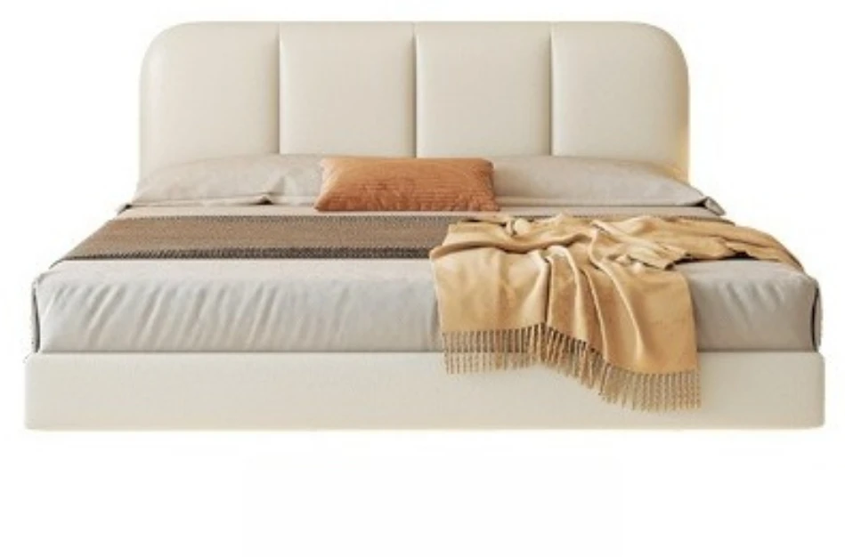 

Suspension bed with lamp light luxury simple modern leather double bed master