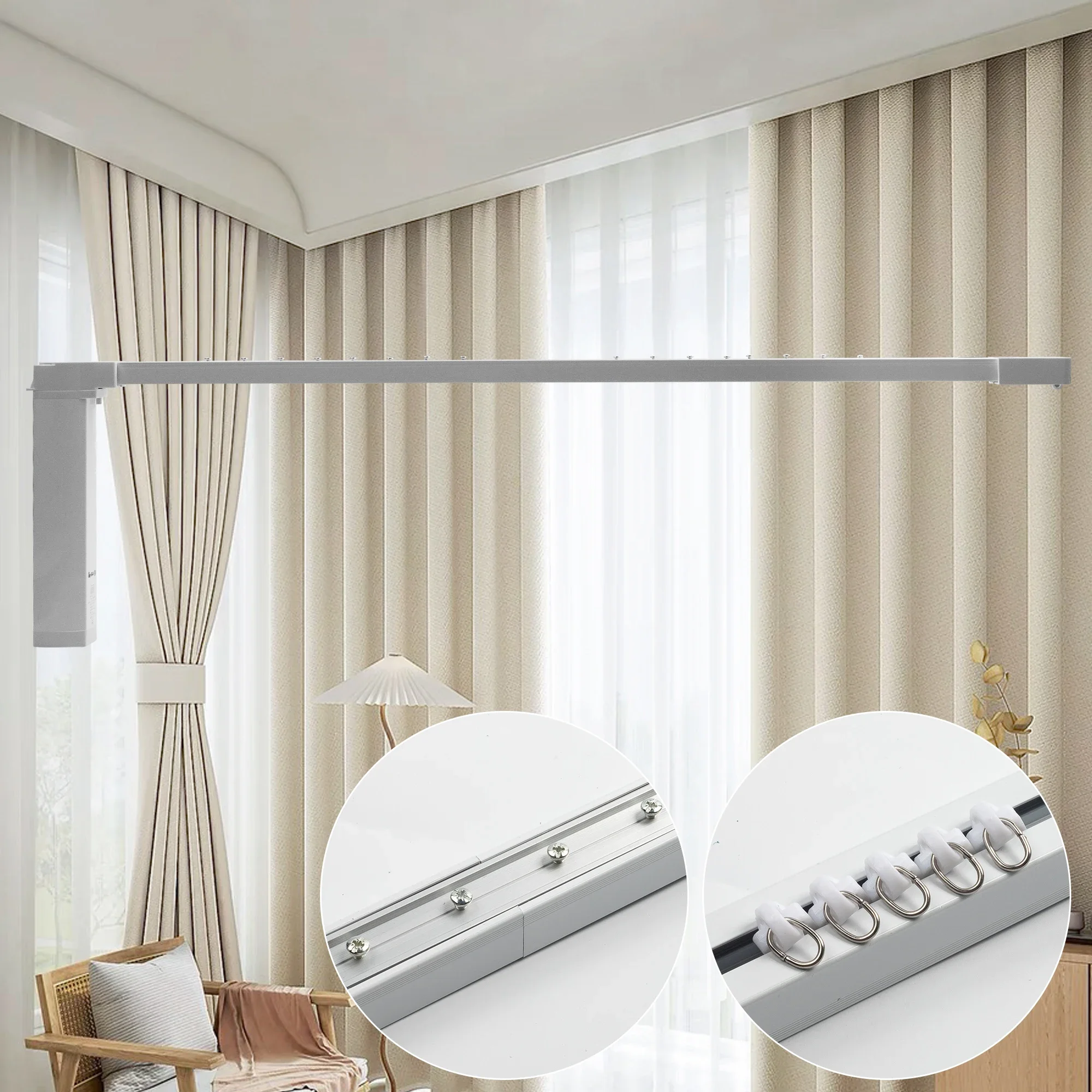 Leisguar DIY Custom Assembly Size Tuya Smart Life Electric Curtain Track Rod Set Works With Alexa  Yandex Alice