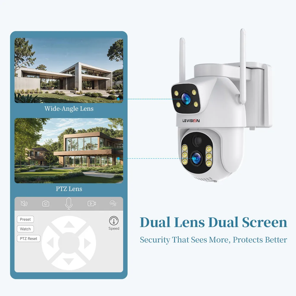 LS VISION Ubox 8MP Dual Screen 4G SIM Solar Camera Outdoor Humanoid Detection Color Night Vision Linkage CCTV Security Cameras