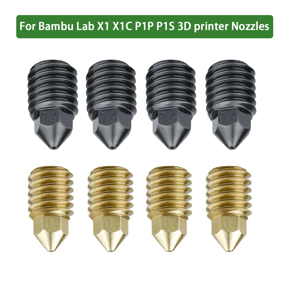 High Flow Hardened Steel Brass Nozzle for Bambu Lab X1/X1C/P1P/ P1S 3D Printers Hot End Printing Head Parts