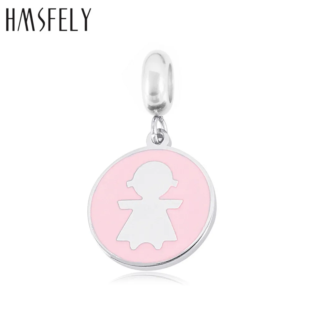 HMSFELY 316L Stainless Steel Little Boy Girl Tags Accessories Pendant For DIY Charm Bracelet Necklace Jewelry Making Accessories