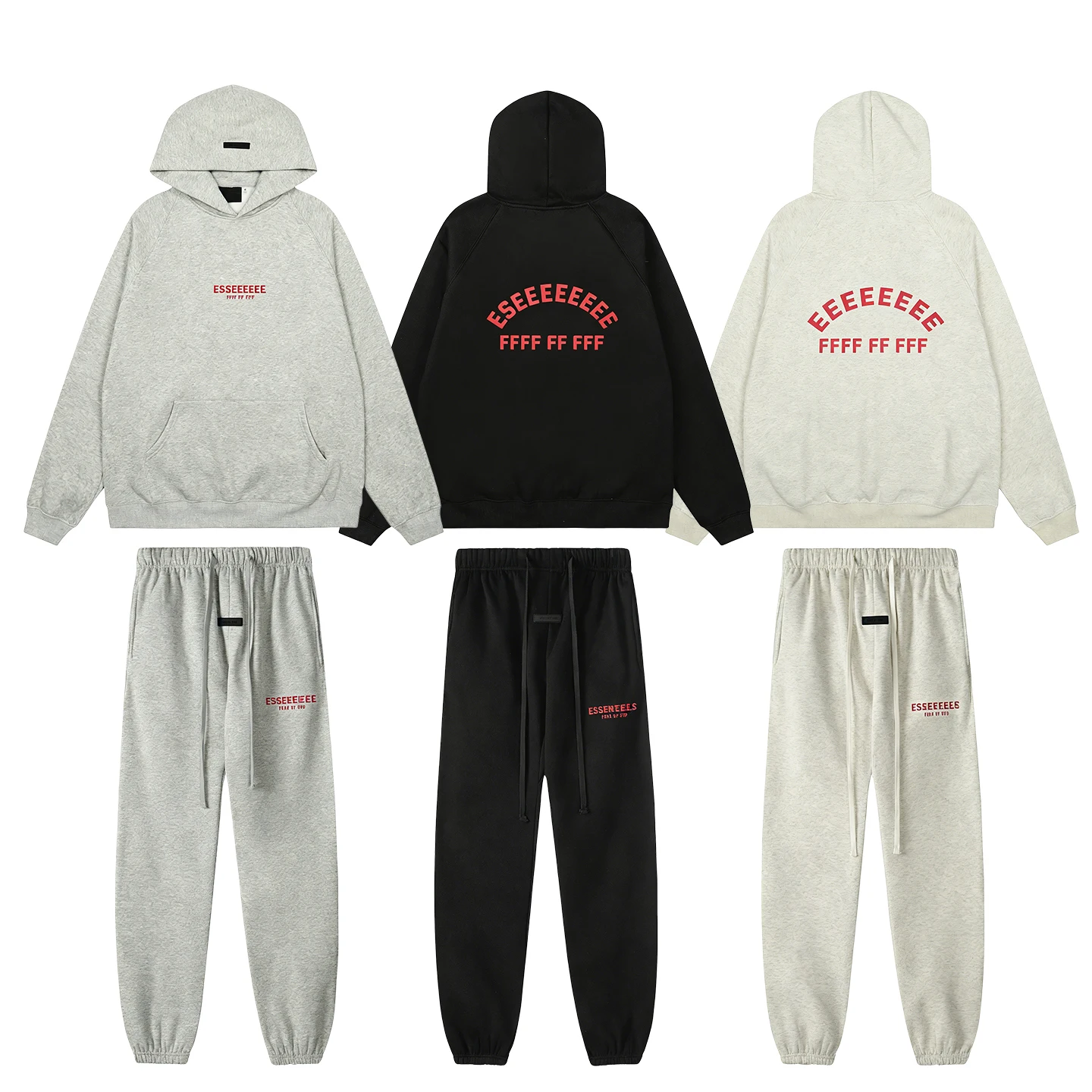 

FW24 Trendy men's hooded sweatshirt set, classic design, chest arch letter logo, high street couple long pants, winter set