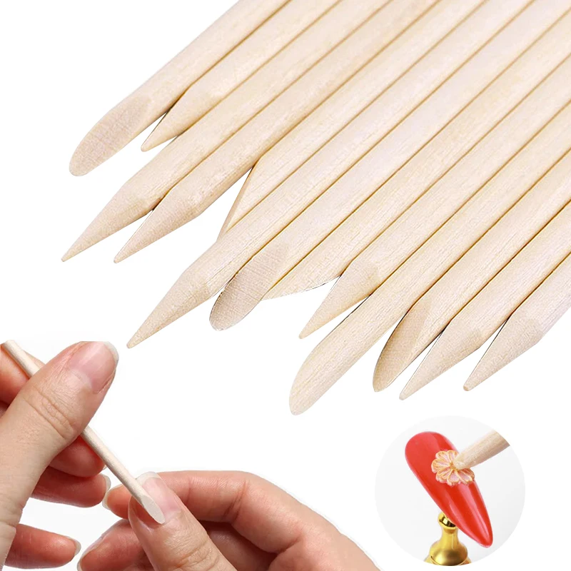

Nail Cuticle Pusher Orange Wood Sticks Nails Manicures Remover Tools DIY Design Nail Gel Polish Drawing Stick for Nail Art