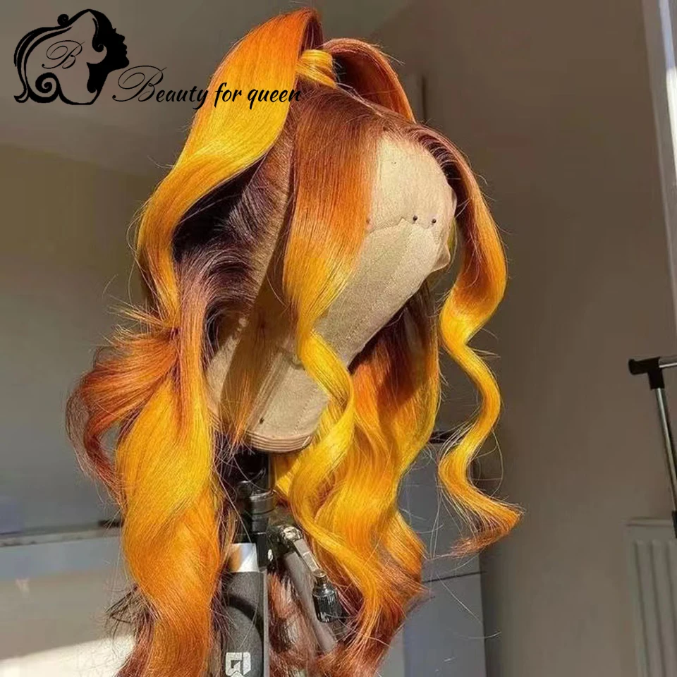 Tawny Human Hair Wigs 100% Human Hair Quality 13x4 Lace Frontal Wig Long 180% Density Wearing Wigs While Shopping Is Great HD