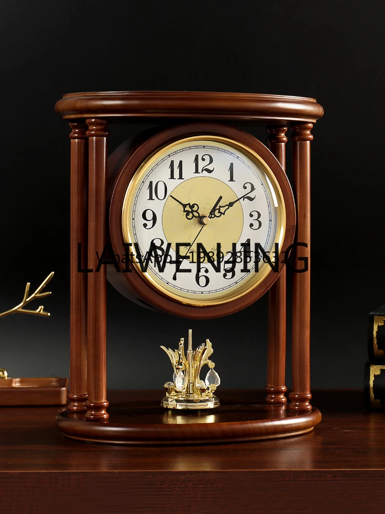 7ZSP Clock Solid Wood Decoration Clock Creative Mute Rhythm Movement Desk Clock
